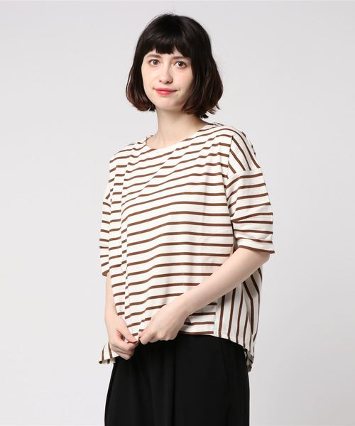 earth music&ecology(アースミュージックアンドエコロジー)の「・ボーダードルマンTシャツ(Tシャツ/カットソー・レディース・ネイビー/オフホワイト/ライトブラウン/ブラック・FREE)」の17枚目の写真