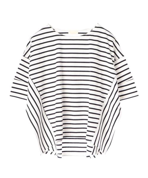 earth music&ecology(アースミュージックアンドエコロジー)の「・ボーダードルマンTシャツ(Tシャツ/カットソー・レディース・ネイビー/オフホワイト/ライトブラウン/ブラック・FREE)」の5枚目の写真