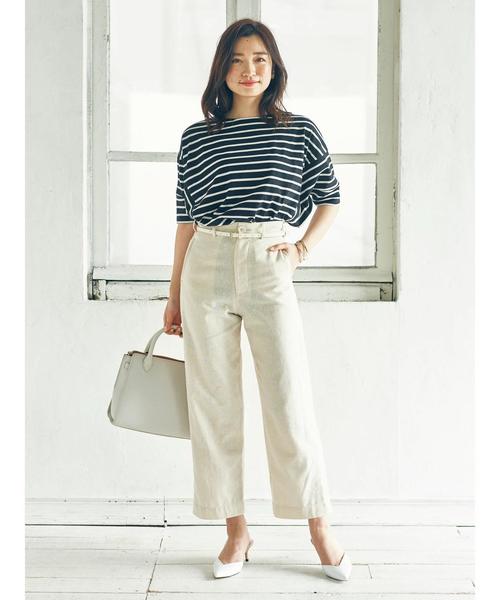 earth music&ecology(アースミュージックアンドエコロジー)の「・ボーダードルマンTシャツ(Tシャツ/カットソー・レディース・ネイビー/オフホワイト/ライトブラウン/ブラック・FREE)」の11枚目の写真