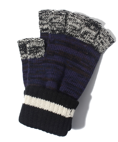 BEAMS BOY（ビームスボーイ）の「Π△BEAMS BOY / 2 Tone Mix フィンガーレス（手袋・レディース・オフホワイト/イエロー/ネイビー・ONE SIZE）」の3枚目の写真