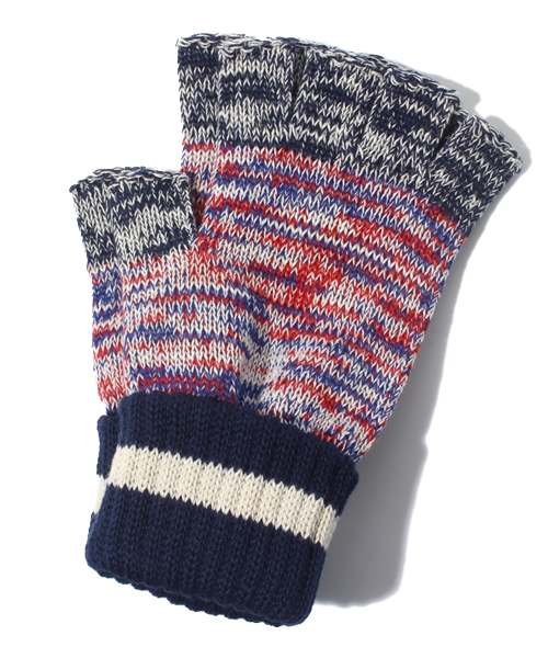 BEAMS BOY（ビームスボーイ）の「Π△BEAMS BOY / 2 Tone Mix フィンガーレス（手袋・レディース・オフホワイト/イエロー/ネイビー・ONE SIZE）」の2枚目の写真