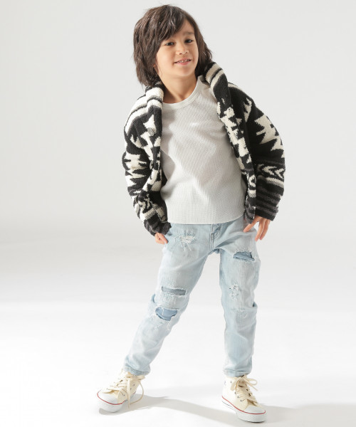 BAYFLOW（ベイフロー）の「[KIDS]ネイティブショールカーデ（カーディガン/ボレロ・キッズ・ブラック/オフホワイト・MEDIUM/X-LARGE）」の15枚目の写真