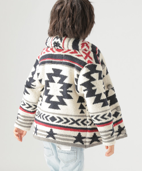 BAYFLOW（ベイフロー）の「[KIDS]ネイティブショールカーデ（カーディガン/ボレロ・キッズ・ブラック/オフホワイト・MEDIUM/X-LARGE）」の12枚目の写真