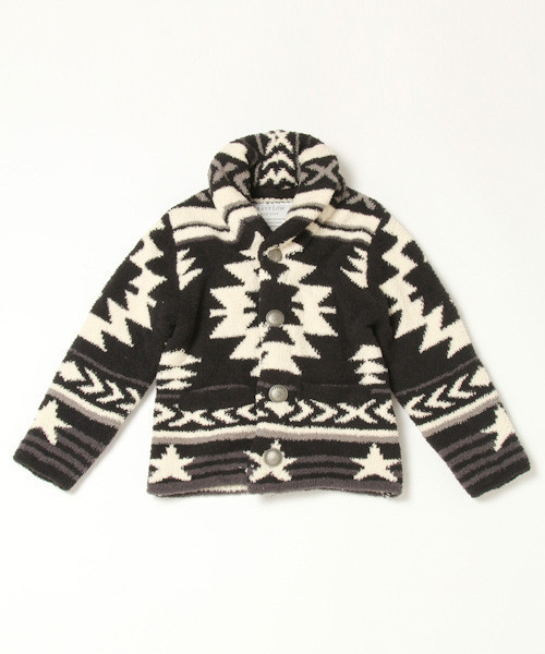 BAYFLOW（ベイフロー）の「[KIDS]ネイティブショールカーデ（カーディガン/ボレロ・キッズ・ブラック/オフホワイト・MEDIUM/X-LARGE）」の3枚目の写真