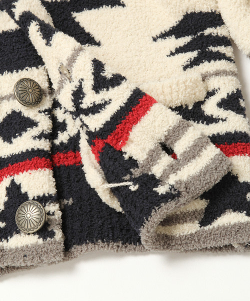 BAYFLOW（ベイフロー）の「[KIDS]ネイティブショールカーデ（カーディガン/ボレロ・キッズ・ブラック/オフホワイト・MEDIUM/X-LARGE）」の4枚目の写真