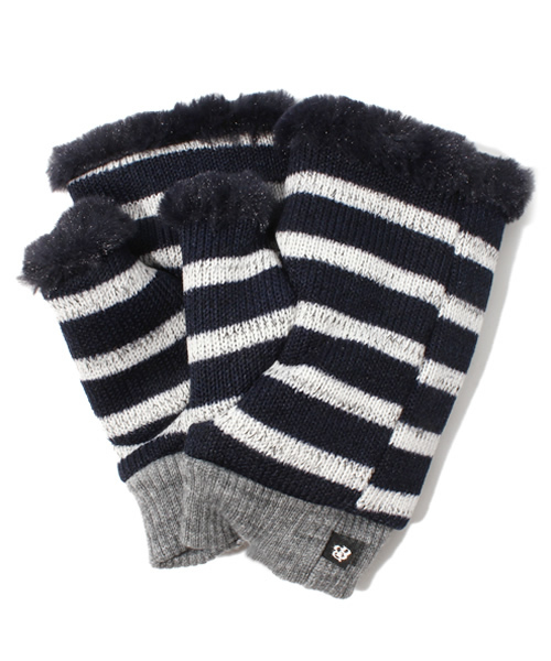 BEAMS BOY（ビームスボーイ）の「BEAMS BOY / ボーダーフィンガーレス（手袋・レディース・グレー/ネイビー・ONE SIZE）」の2枚目の写真