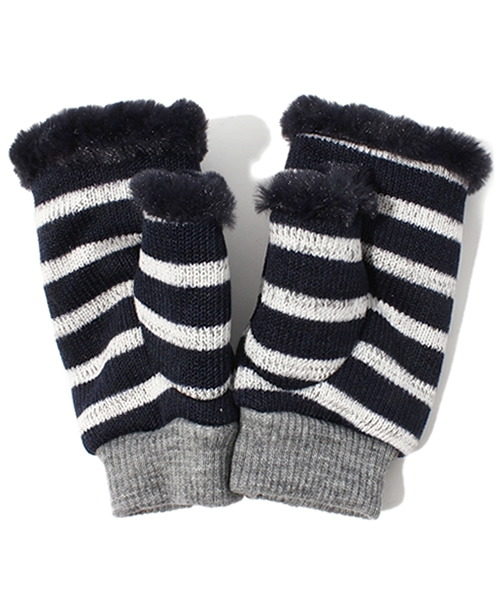 BEAMS BOY（ビームスボーイ）の「BEAMS BOY / ボーダーフィンガーレス（手袋・レディース・グレー/ネイビー・ONE SIZE）」の3枚目の写真