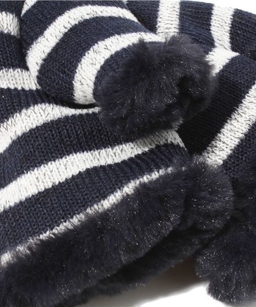 BEAMS BOY（ビームスボーイ）の「BEAMS BOY / ボーダーフィンガーレス（手袋・レディース・グレー/ネイビー・ONE SIZE）」の4枚目の写真