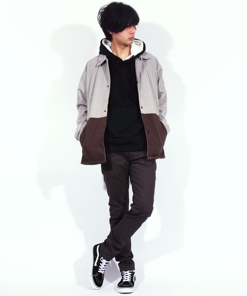 ８(eight)（エイト）の「チェック コーチジャケット 切替（ナイロンジャケット・メンズ・ベージュ/ブラウン/ブラック・MEDIUM/LARGE）」の11枚目の写真
