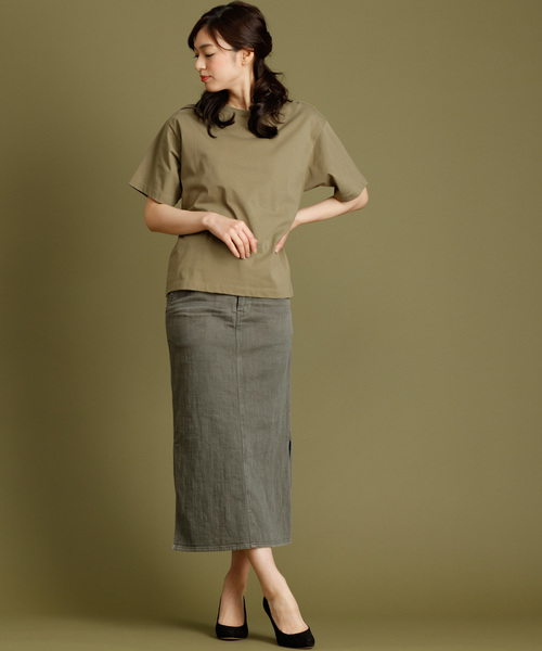 Munich（ミューニック）の「ストレッチデニムタイトロングスカート（デニムスカート・レディース・ベージュ/カーキ/テラコッタ・S/M/XS）」の6枚目の写真