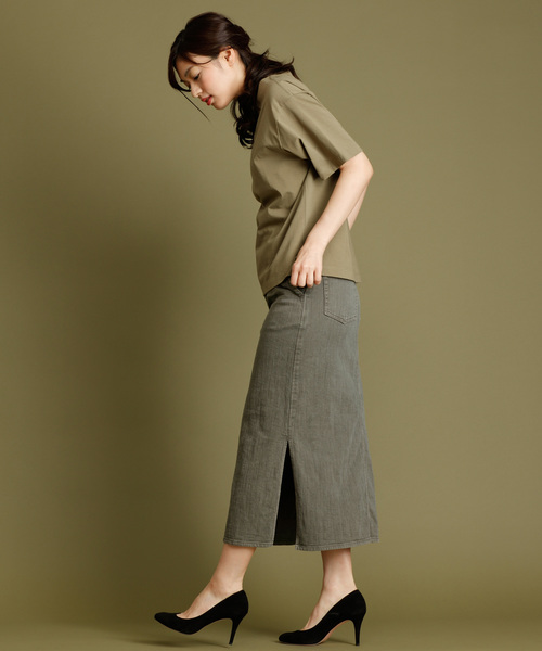 Munich（ミューニック）の「ストレッチデニムタイトロングスカート（デニムスカート・レディース・ベージュ/カーキ/テラコッタ・S/M/XS）」の8枚目の写真