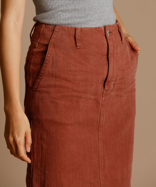 Munich（ミューニック）の「ストレッチデニムタイトロングスカート（デニムスカート・レディース・ベージュ/カーキ/テラコッタ・S/M/XS）」の19枚目の写真