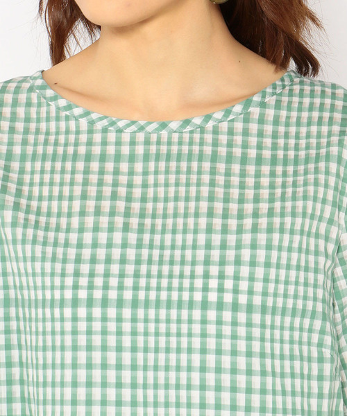 DECOY SINCE 1981(デコイシンスイチキュウハチイチ)の「チェックプルオーバー(Tシャツ/カットソー・レディース・ネイビー/イエロー/グリーン・LL/M size/L size)」の6枚目の写真