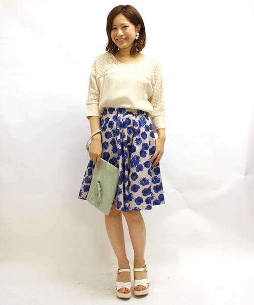 mystic（ミスティック）の「ガーデンフラワースカート（スカート・レディース・グリーン/ブルー/イエロー/レッド・ﾌﾘ-）」の4枚目の写真