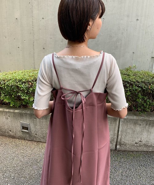 flower（フラワー）の「グロッシーハングアウトワンピース（ワンピース・レディース・ブラウン/アイボリー・FREE）」の7枚目の写真