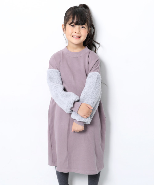 devirock（デビロック）の「スウェットスリーブビッグシルエットワンピース（ワンピース・キッズ・ブラック/ネイビー/ブルー系その他/パープル系その他/ダークベージュ・110cm/100cm/120cm/130cm/140cm/150cm/160cm）」の5枚目の写真