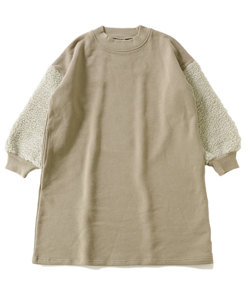 devirock（デビロック）の「スウェットスリーブビッグシルエットワンピース（ワンピース・キッズ・ブラック/ネイビー/ブルー系その他/パープル系その他/ダークベージュ・110cm/100cm/120cm/130cm/140cm/150cm/160cm）」の14枚目の写真