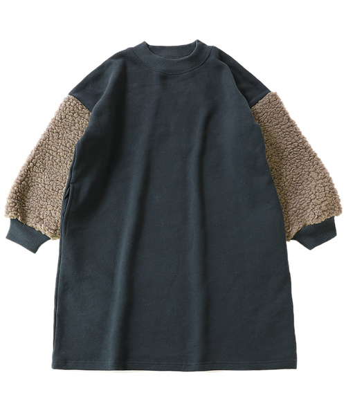 devirock（デビロック）の「スウェットスリーブビッグシルエットワンピース（ワンピース・キッズ・ブラック/ネイビー/ブルー系その他/パープル系その他/ダークベージュ・110cm/100cm/120cm/130cm/140cm/150cm/160cm）」の15枚目の写真
