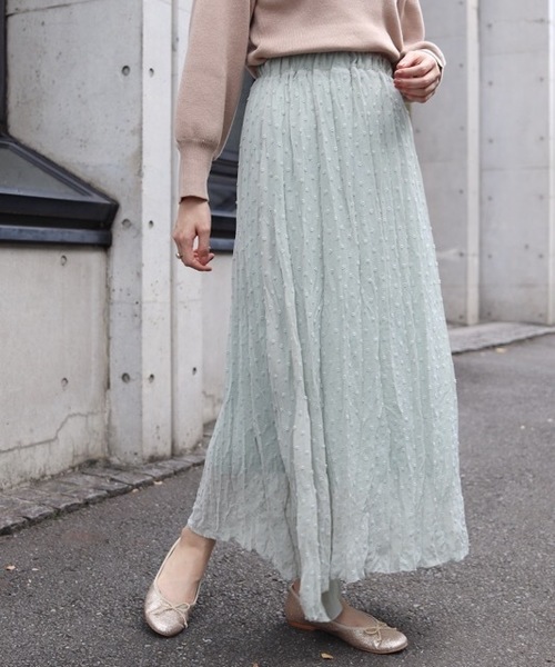 flower(フラワー)の「ニュアンスドットスカート(スカート・レディース・ブラック/グリーン/アイボリー・FREE)」の3枚目の写真