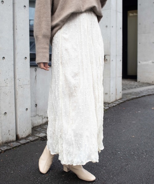 flower(フラワー)の「ニュアンスドットスカート(スカート・レディース・ブラック/グリーン/アイボリー・FREE)」の7枚目の写真