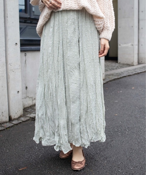 flower(フラワー)の「ニュアンスドットスカート(スカート・レディース・ブラック/グリーン/アイボリー・FREE)」の6枚目の写真