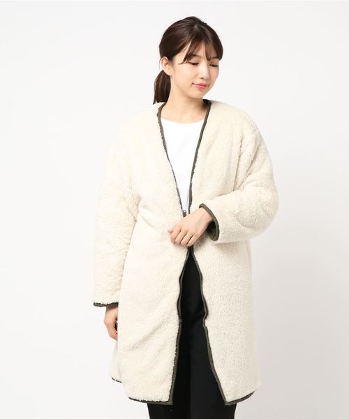 fifth（フィフス）の「リバーシブルボアロングコート（ブルゾン・レディース・ブラック/カーキ・MEDIUM）」の4枚目の写真