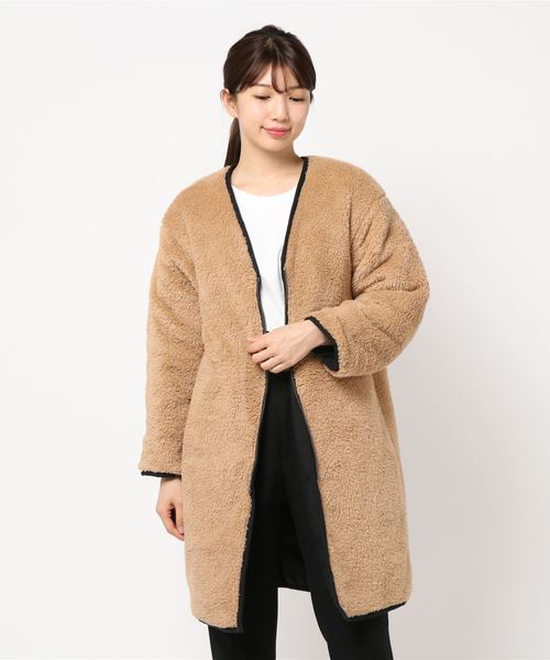 fifth（フィフス）の「リバーシブルボアロングコート（ブルゾン・レディース・ブラック/カーキ・MEDIUM）」の3枚目の写真