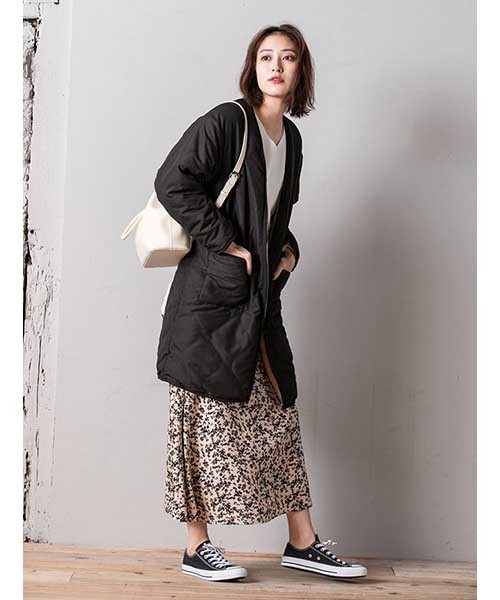 fifth（フィフス）の「リバーシブルボアロングコート（ブルゾン・レディース・ブラック/カーキ・MEDIUM）」の2枚目の写真