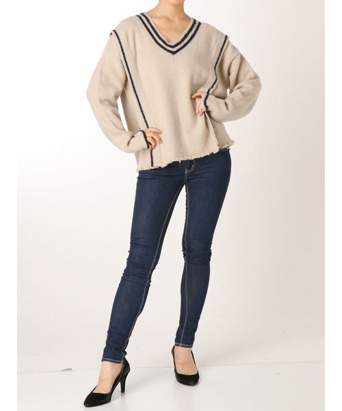 GYDA（ジェイダ）の「チルデングラインダーニットトップス（ニット/セーター・レディース・ブラック/ベージュ/オフホワイト・FREE）」の7枚目の写真