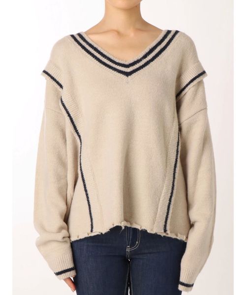 GYDA（ジェイダ）の「チルデングラインダーニットトップス（ニット/セーター・レディース・ブラック/ベージュ/オフホワイト・FREE）」の4枚目の写真