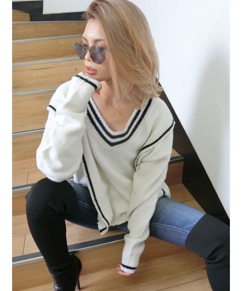 GYDA（ジェイダ）の「チルデングラインダーニットトップス（ニット/セーター・レディース・ブラック/ベージュ/オフホワイト・FREE）」の19枚目の写真