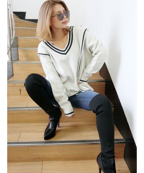 GYDA（ジェイダ）の「チルデングラインダーニットトップス（ニット/セーター・レディース・ブラック/ベージュ/オフホワイト・FREE）」の18枚目の写真