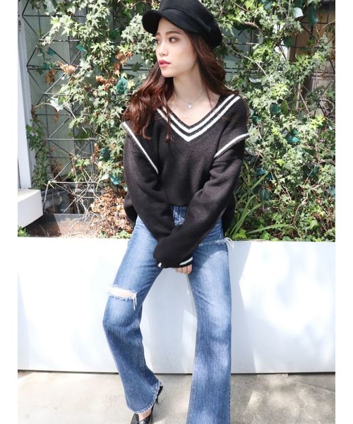 GYDA（ジェイダ）の「チルデングラインダーニットトップス（ニット/セーター・レディース・ブラック/ベージュ/オフホワイト・FREE）」の16枚目の写真