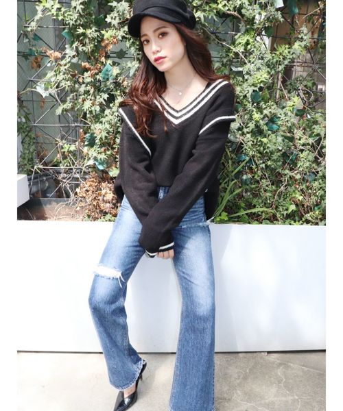 GYDA（ジェイダ）の「チルデングラインダーニットトップス（ニット/セーター・レディース・ブラック/ベージュ/オフホワイト・FREE）」の15枚目の写真