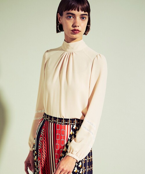 CAST:(キャスト)の「レースコンビサテンブラウス(シャツ/ブラウス)」|ピンク系その他