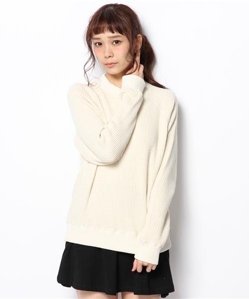 BEAMS BOY(ビームスボーイ)の「Jackman / ワッフル ミドルネック トップス(スウェット・レディース・ナチュラル/ネイビー・ONE SIZE)」の21枚目の写真