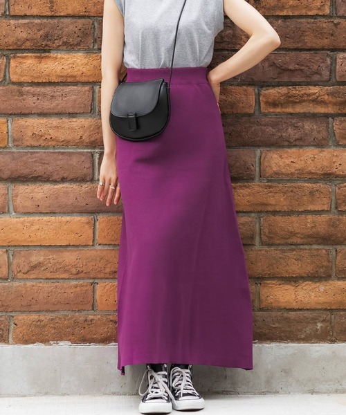 coca（coca）（コカ）の「ニットフレアスカート（スカート・レディース・グリーン/ブルー/イエロー/ブラック/マスタード/ダークグリーン/パープル/ブラウン/パープル系その他・ONE SIZE）」の7枚目の写真