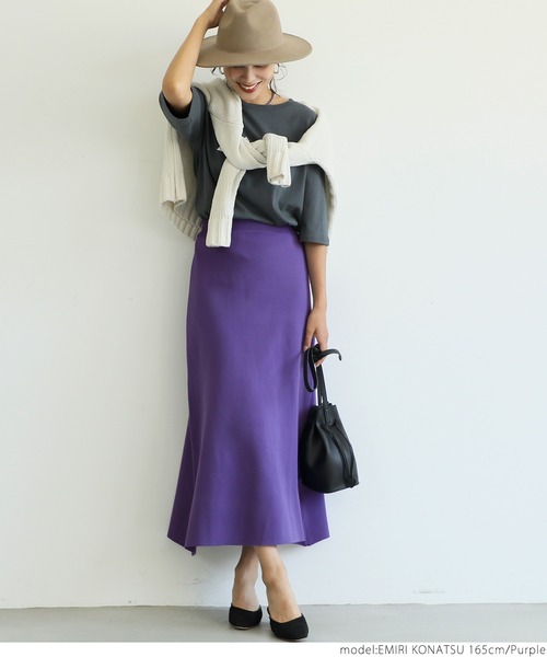 coca（coca）（コカ）の「ニットフレアスカート（スカート・レディース・グリーン/ブルー/イエロー/ブラック/マスタード/ダークグリーン/パープル/ブラウン/パープル系その他・ONE SIZE）」の21枚目の写真