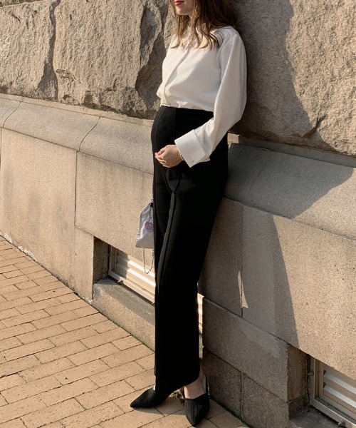 マタニティパンツ セール】のびのびストレッチセンターラインマタニティパンツ