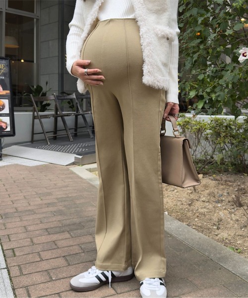 のびのびストレッチセンターラインマタニティパンツ（マタニティウェア