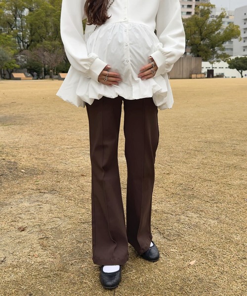 セール】のびのびストレッチセンターラインマタニティパンツ