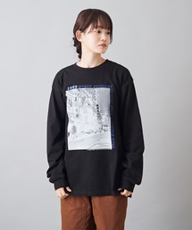 CUBE SUGAR（キューブシュガー）の「OE天竺 プリント ロング Tシャツ（Tシャツ/カットソー）」