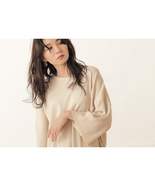 Bab（バブ）の「サイドリボンニットアップ（セットアップ・レディース・ブラック/ベージュ/ブラウン/アイボリー・FREE）」の5枚目の写真