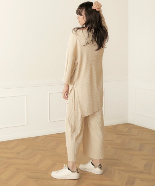 Bab（バブ）の「サイドリボンニットアップ（セットアップ・レディース・ブラック/ベージュ/ブラウン/アイボリー・FREE）」の7枚目の写真