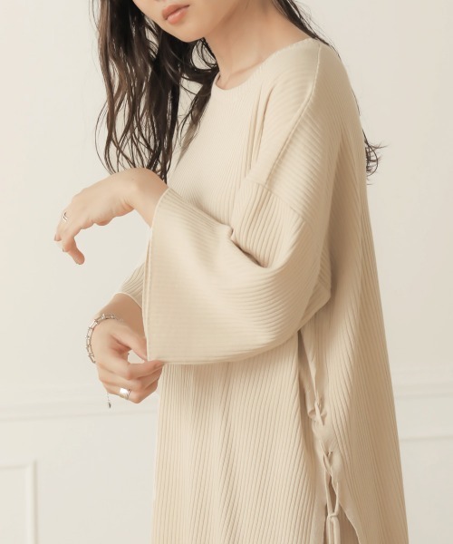 Bab（バブ）の「サイドリボンニットアップ（セットアップ・レディース・ブラック/ベージュ/ブラウン/アイボリー・FREE）」の8枚目の写真