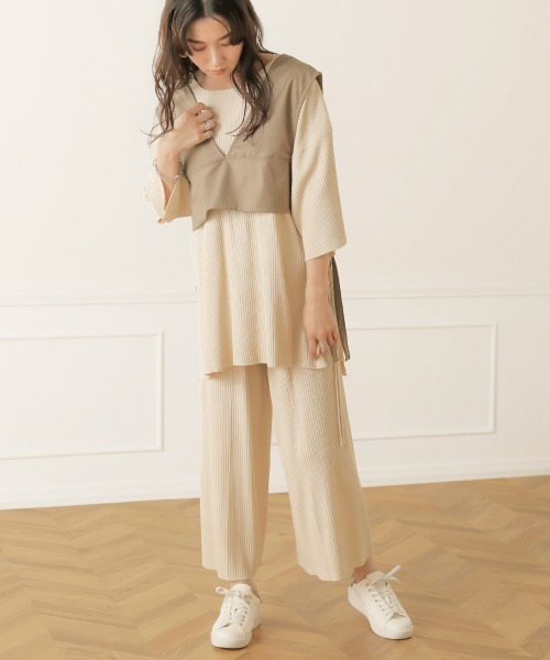 Bab（バブ）の「サイドリボンニットアップ（セットアップ・レディース・ブラック/ベージュ/ブラウン/アイボリー・FREE）」の10枚目の写真