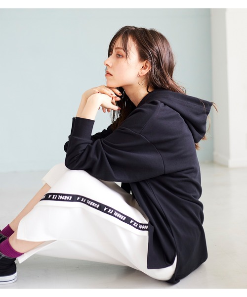 KANGOL EXTRA COMFORT（カンゴールエクストラコンフォート）の「【KANGOL EXTRA COMFORT(カンゴール　エクストラ　コンフォート)】ワイドスリットパーカー（パーカー・レディース・ブルーグレー/パープル/オフホワイト/ブラック/モカ/ベージュ/ブラウン/杢グレー/アイボリー/レンガ・LL/M/L）」の22枚目の写真