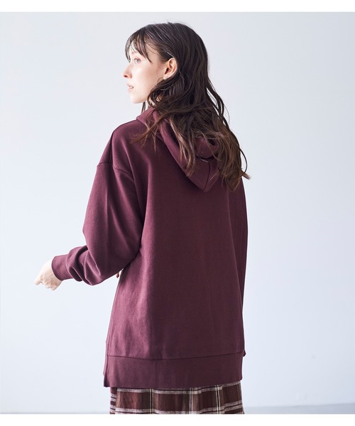 KANGOL EXTRA COMFORT（カンゴールエクストラコンフォート）の「【KANGOL EXTRA COMFORT(カンゴール　エクストラ　コンフォート)】ワイドスリットパーカー（パーカー・レディース・ブルーグレー/パープル/オフホワイト/ブラック/モカ/ベージュ/ブラウン/杢グレー/アイボリー/レンガ・LL/M/L）」の19枚目の写真