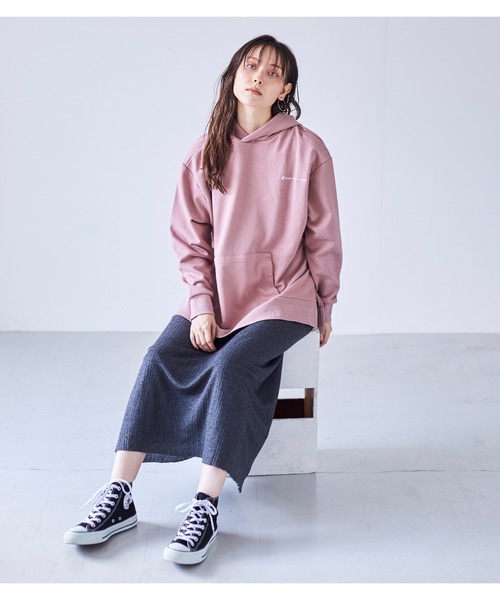 KANGOL EXTRA COMFORT（カンゴールエクストラコンフォート）の「【KANGOL EXTRA COMFORT(カンゴール　エクストラ　コンフォート)】ワイドスリットパーカー（パーカー・レディース・ブルーグレー/パープル/オフホワイト/ブラック/モカ/ベージュ/ブラウン/杢グレー/アイボリー/レンガ・LL/M/L）」の15枚目の写真