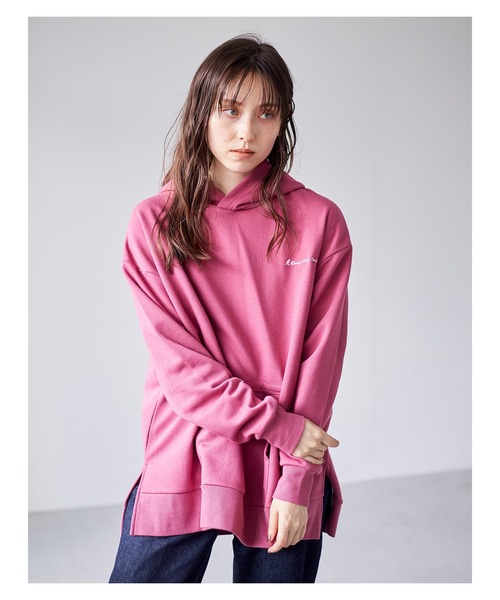 KANGOL EXTRA COMFORT（カンゴールエクストラコンフォート）の「【KANGOL EXTRA COMFORT(カンゴール　エクストラ　コンフォート)】ワイドスリットパーカー（パーカー・レディース・ブルーグレー/パープル/オフホワイト/ブラック/モカ/ベージュ/ブラウン/杢グレー/アイボリー/レンガ・LL/M/L）」の12枚目の写真